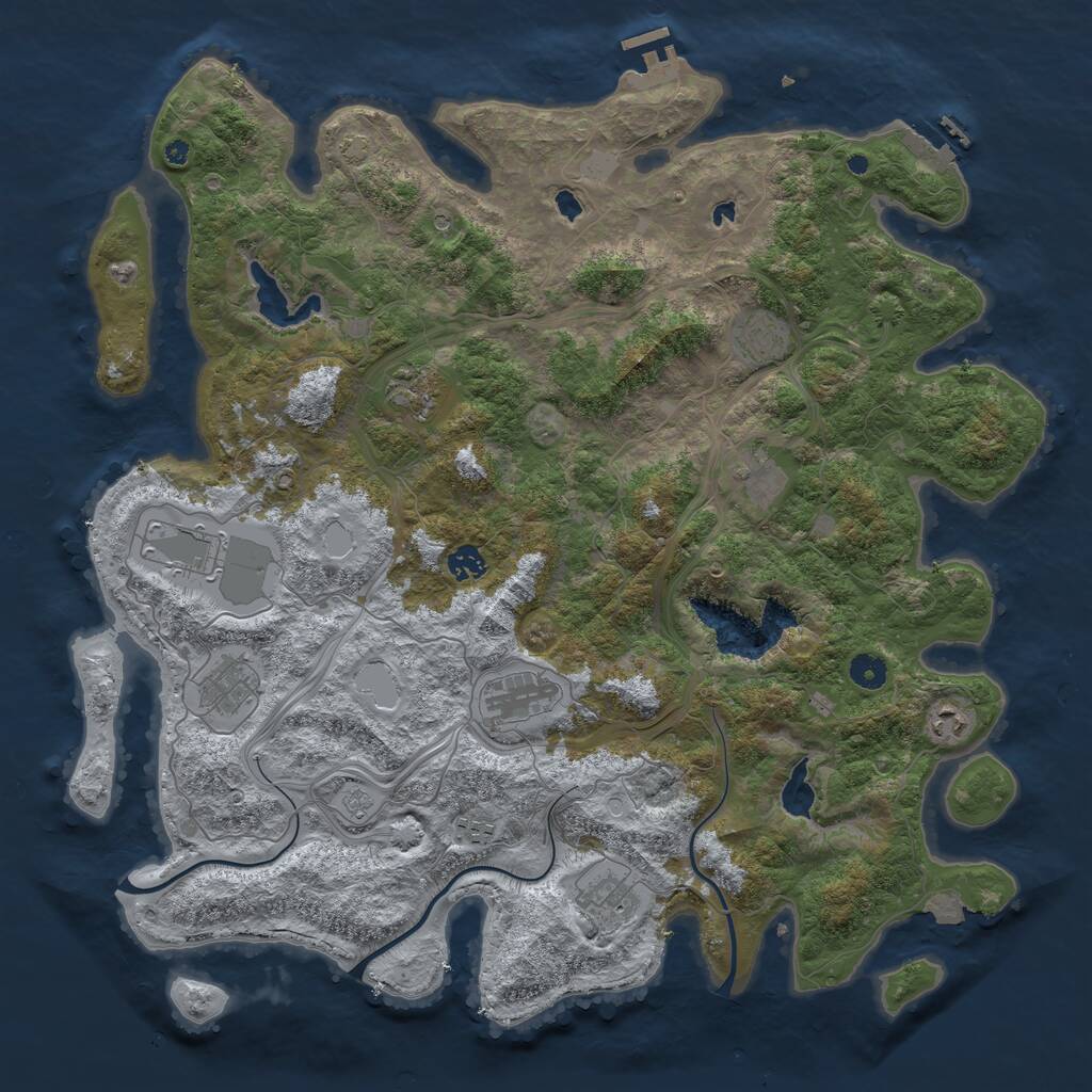 Rust Map: Procedural Map, Size: 4500, Seed: 1129888865, 16 Monuments