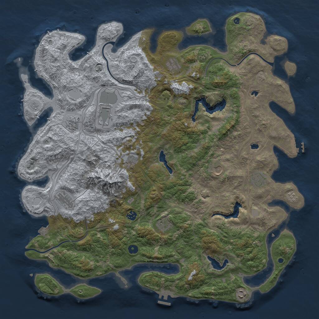 Rust Map: Procedural Map, Size: 5000, Seed: 1323589629, 17 Monuments