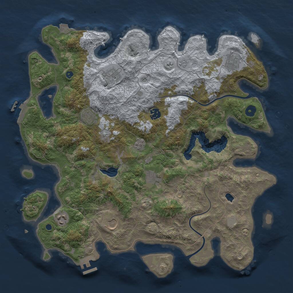 Rust Map: Procedural Map, Size: 4000, Seed: 888355950, 14 Monuments