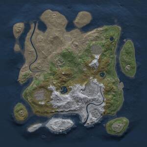 Thumbnail Rust Map: Procedural Map, Size: 3000, Seed: 1776177920, 9 Monuments