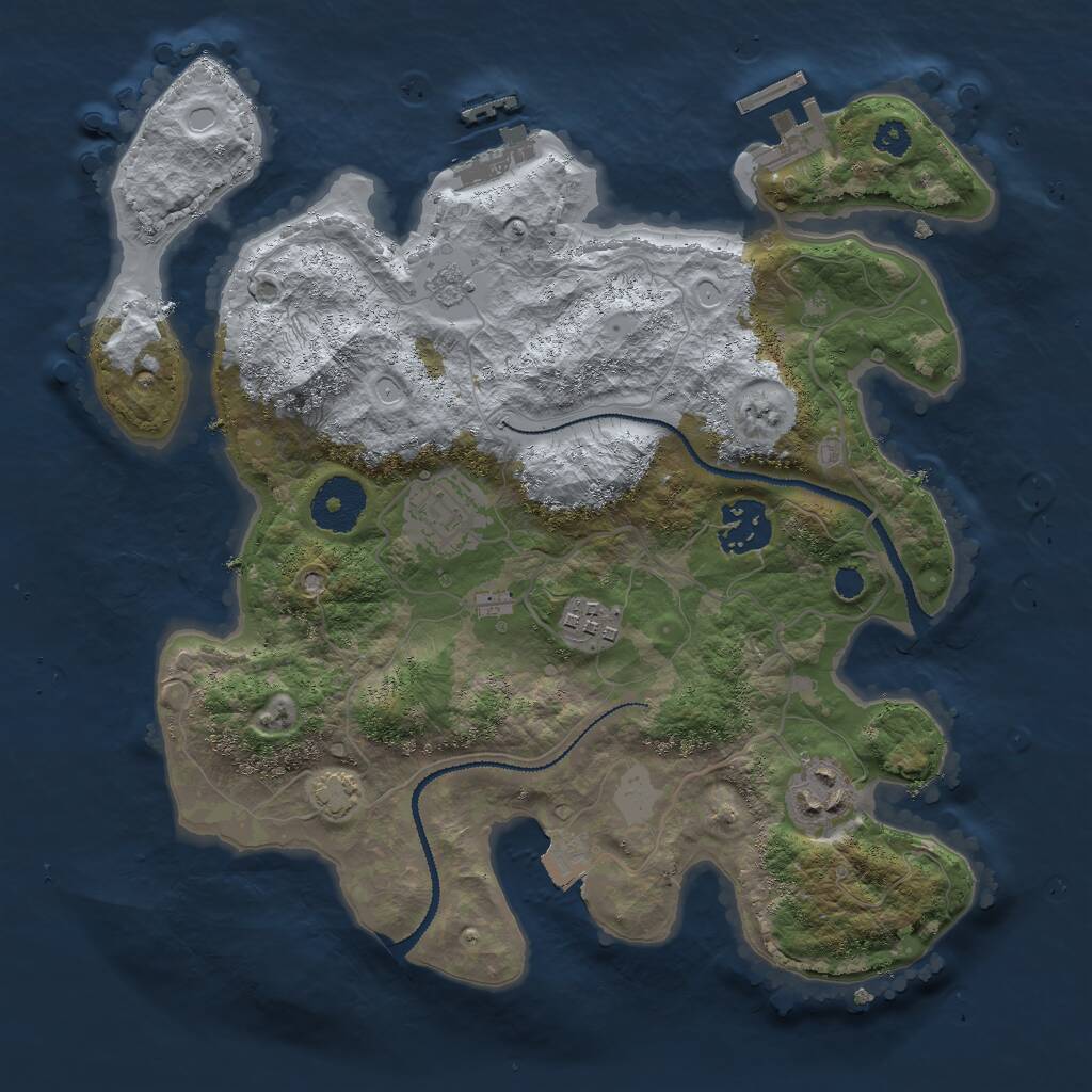 Rust Map: Procedural Map, Size: 3000, Seed: 18330, 9 Monuments