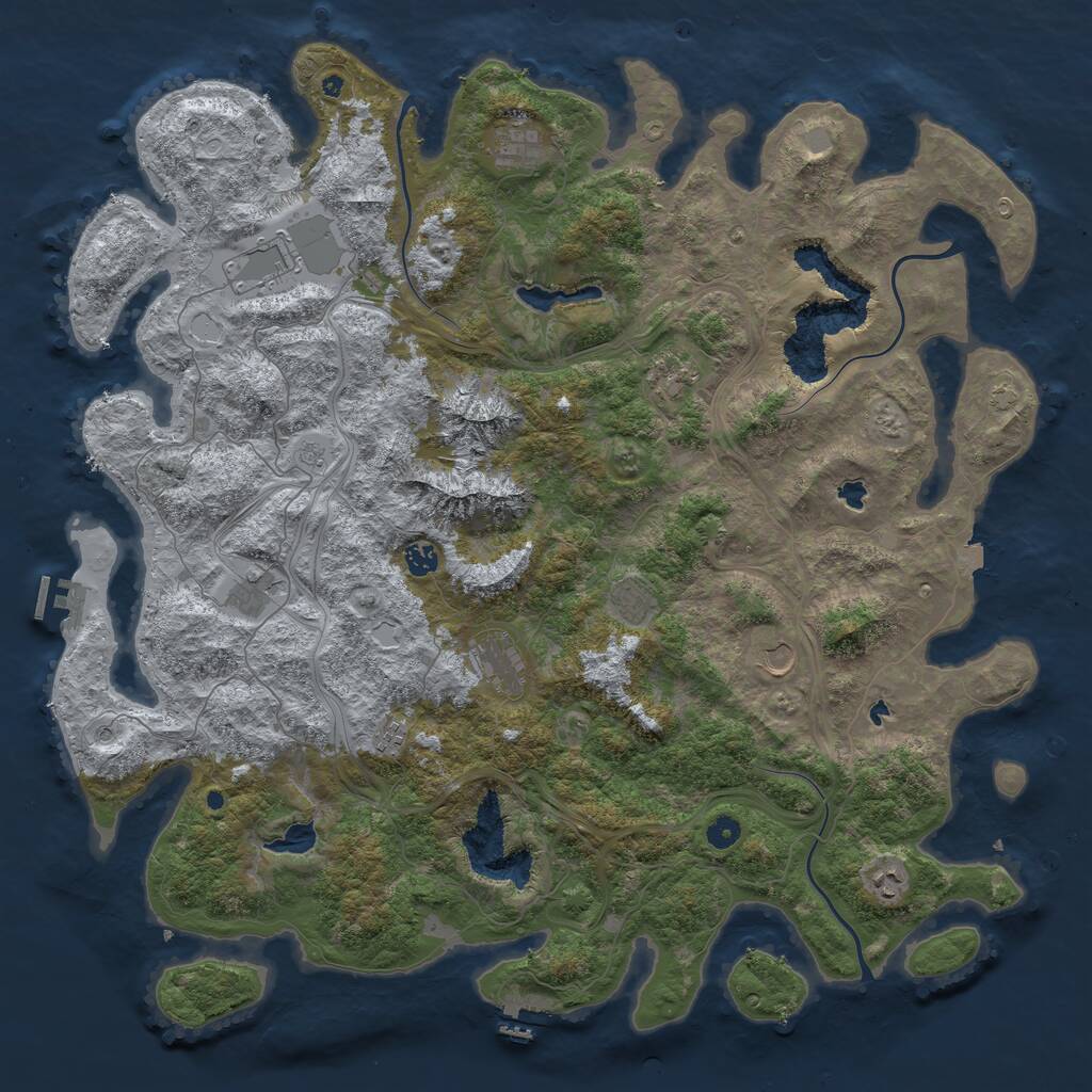 Rust Map: Procedural Map, Size: 5000, Seed: 564534678, 16 Monuments