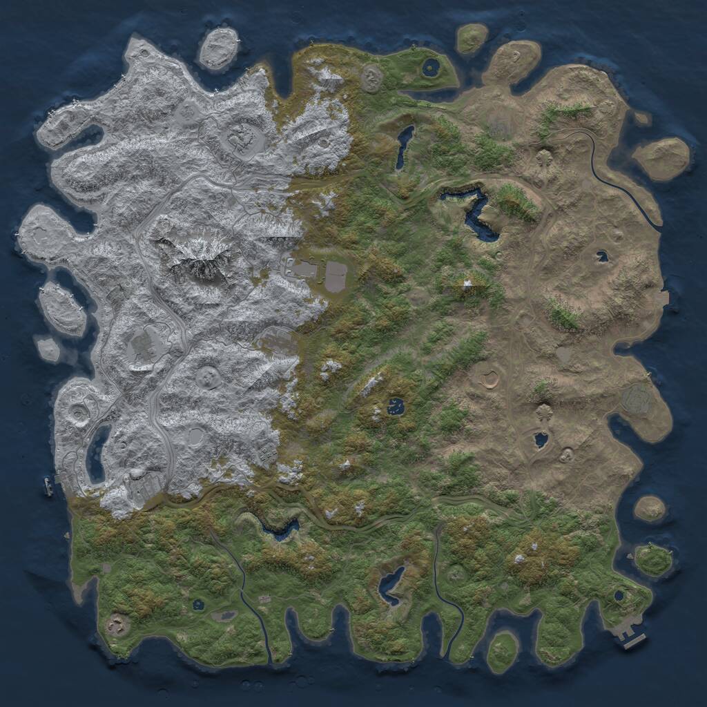 Rust Map: Procedural Map, Size: 6000, Seed: 2125476791, 17 Monuments