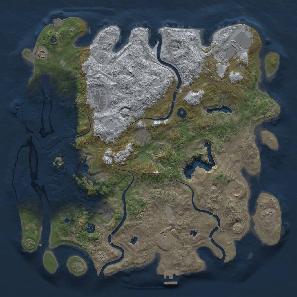 Rust Map: Procedural Map, Size: 4500, Seed: 600144, 16 Monuments