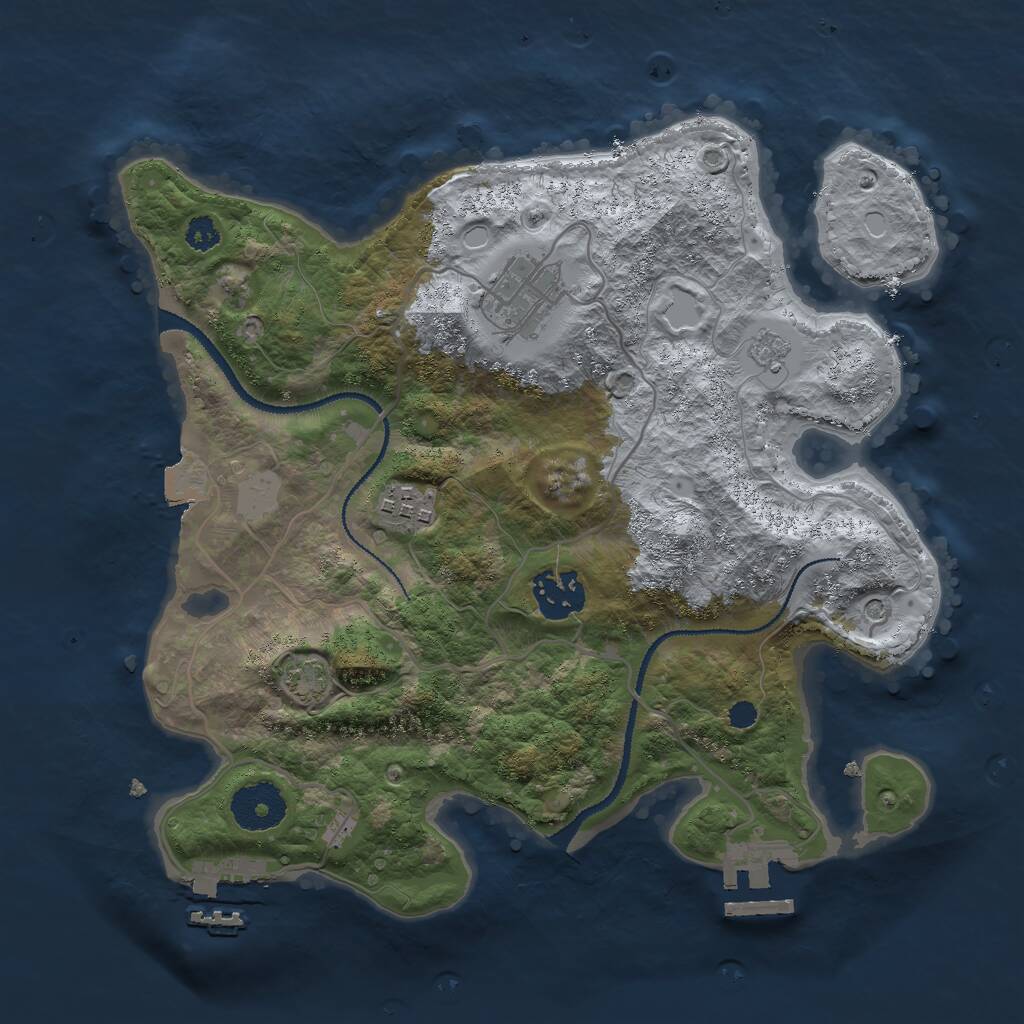 Rust Map: Procedural Map, Size: 3000, Seed: 2681407, 9 Monuments