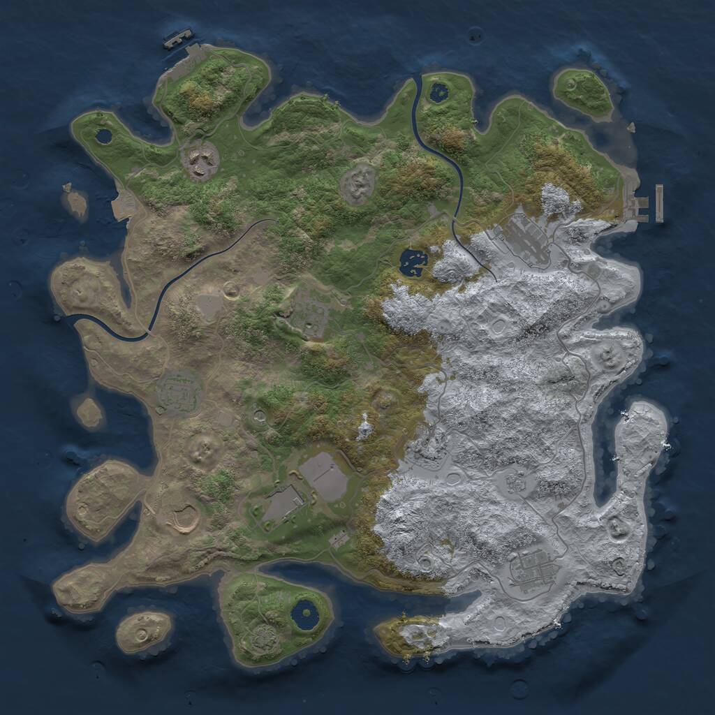 Rust Map: Procedural Map, Size: 3800, Seed: 1196533164, 15 Monuments