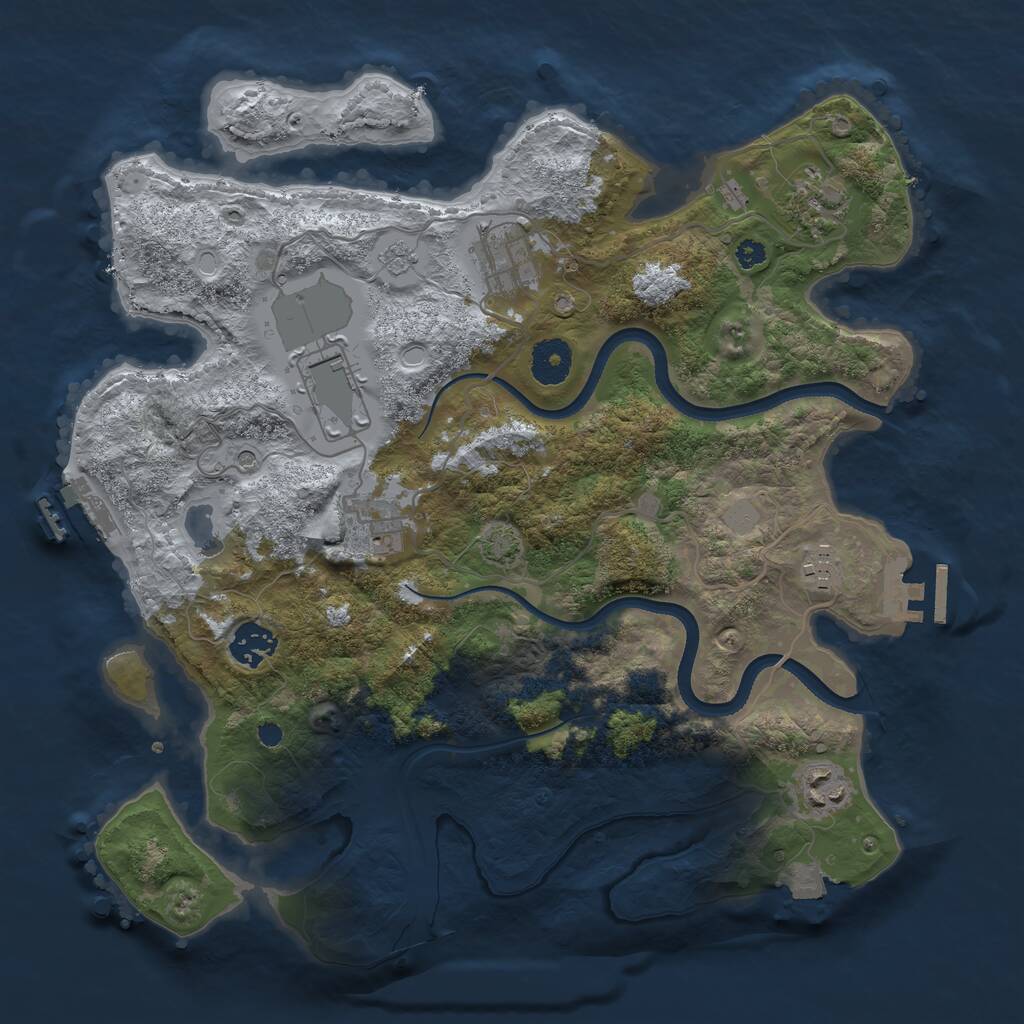 Rust Map: Procedural Map, Size: 3500, Seed: 1339671705, 13 Monuments