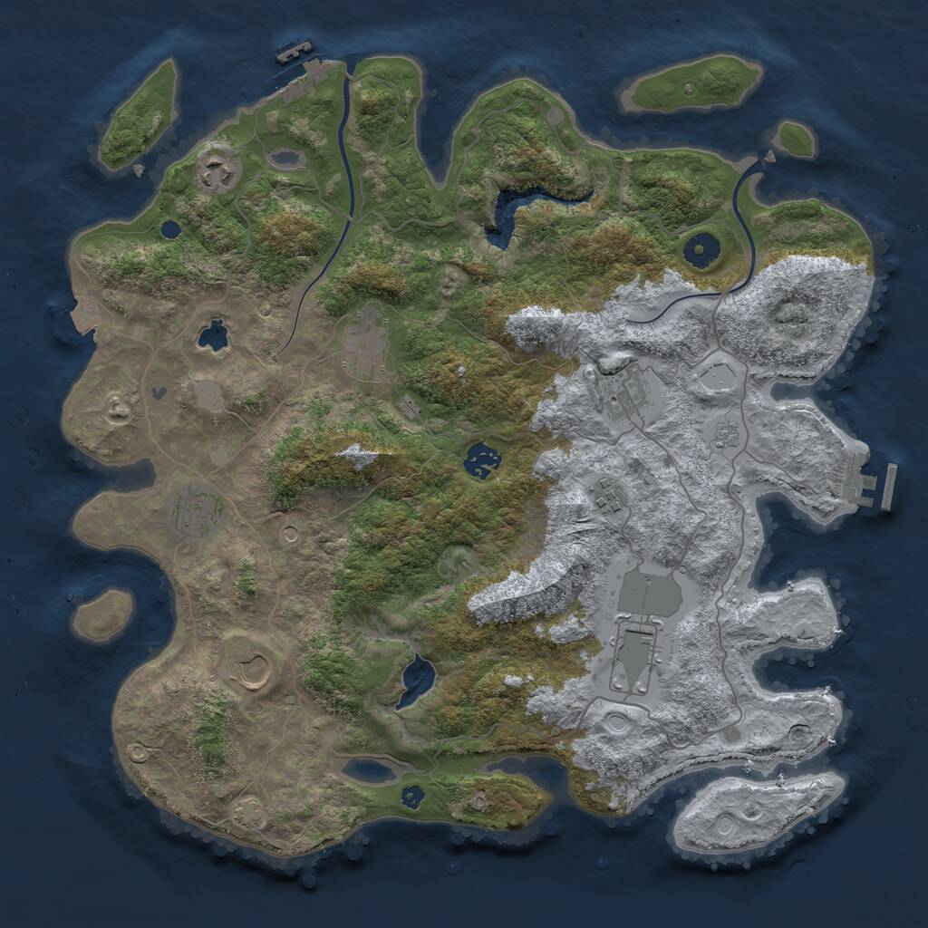 Rust Map: Procedural Map, Size: 4000, Seed: 1067253068, 14 Monuments