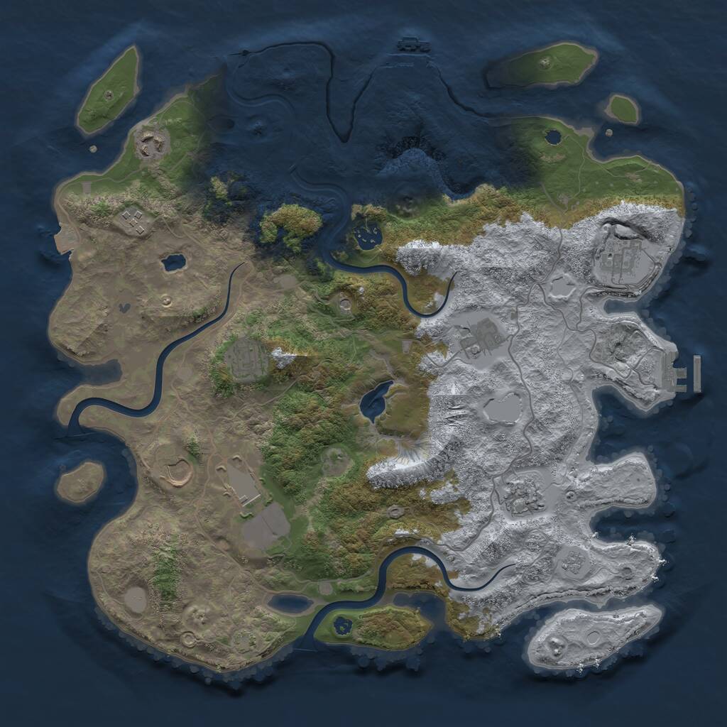Rust Map: Procedural Map, Size: 4000, Seed: 1067253068, 15 Monuments