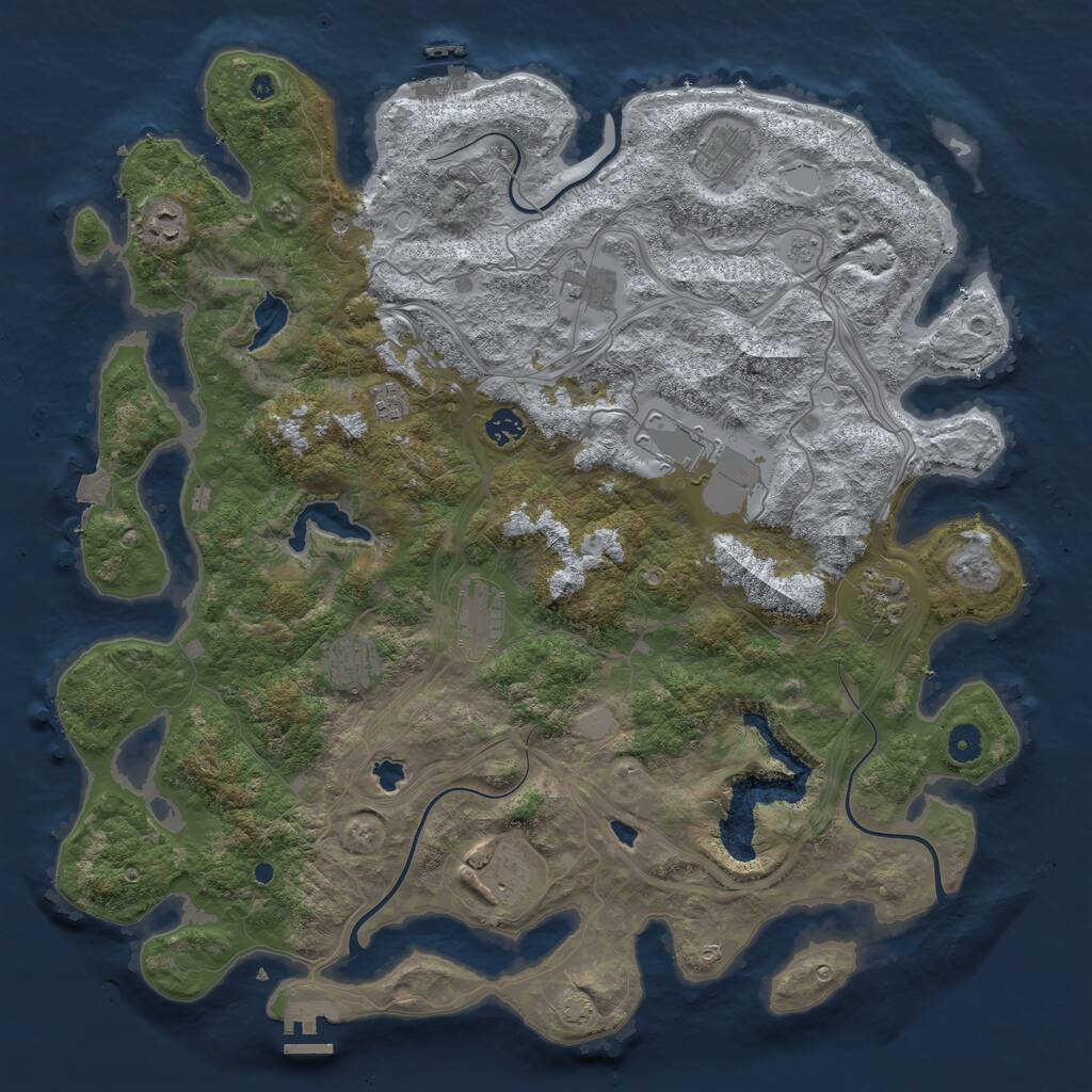 Rust Map: Procedural Map, Size: 4500, Seed: 257406269, 16 Monuments