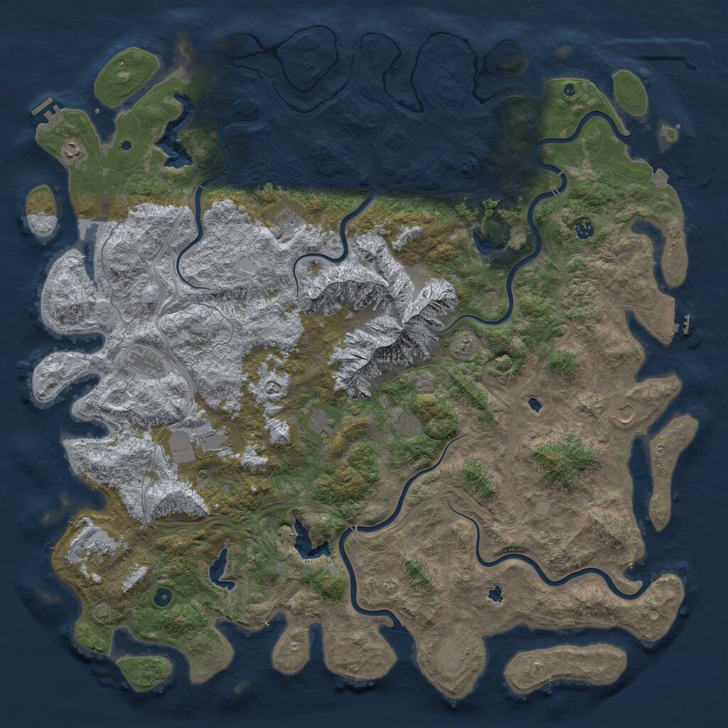 Rust Map: Procedural Map, Size: 6000, Seed: 642082077, 17 Monuments