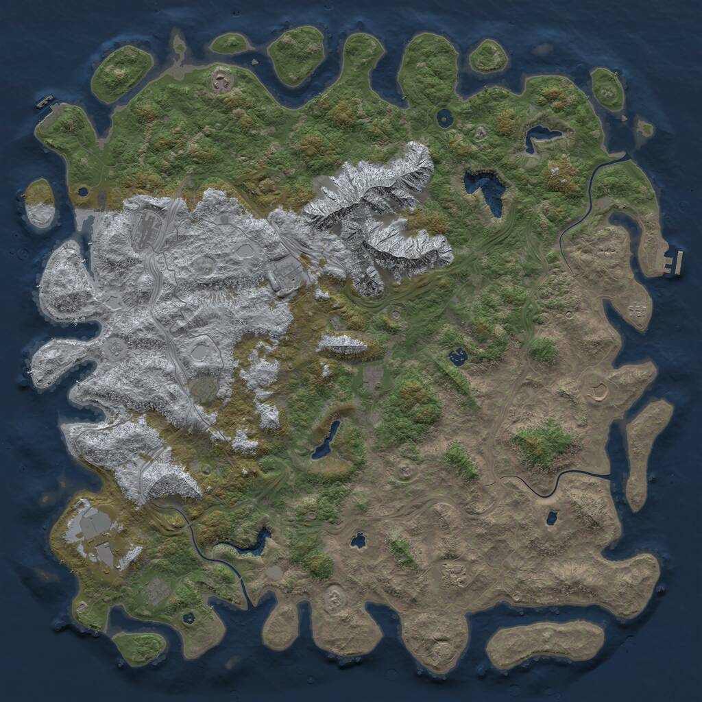 Rust Map: Procedural Map, Size: 6000, Seed: 642082077, 17 Monuments