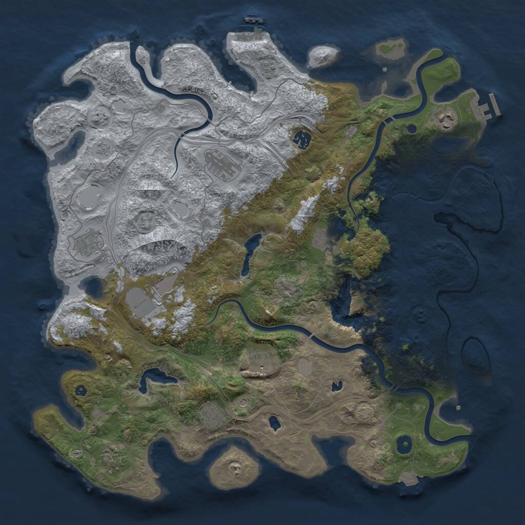Rust Map: Procedural Map, Size: 4500, Seed: 456465, 16 Monuments