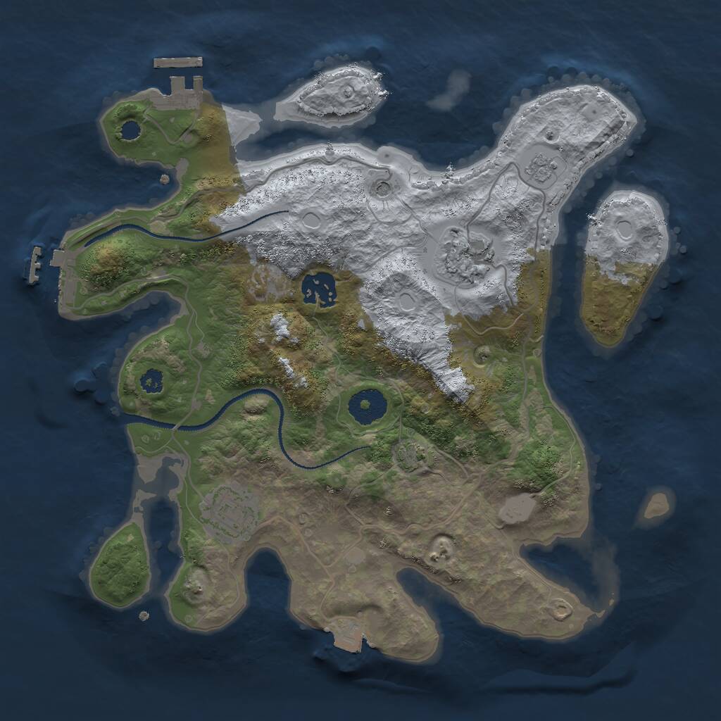 Rust Map: Procedural Map, Size: 3000, Seed: 28828, 9 Monuments