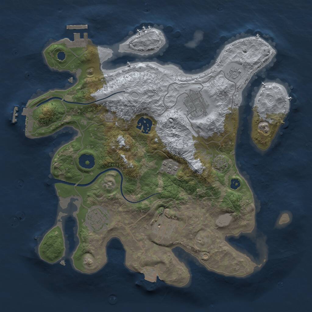 Rust Map: Procedural Map, Size: 3000, Seed: 28828, 10 Monuments