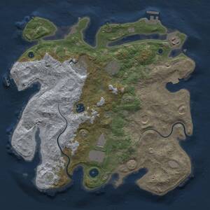 Thumbnail Rust Map: Procedural Map, Size: 3500, Seed: 884622343, 13 Monuments