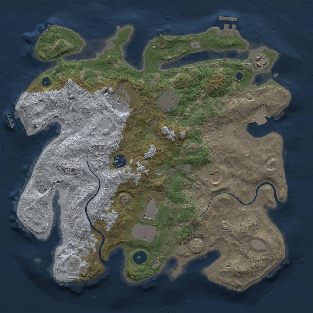 Rust Map: Procedural Map, Size: 3500, Seed: 884622343, 13 Monuments