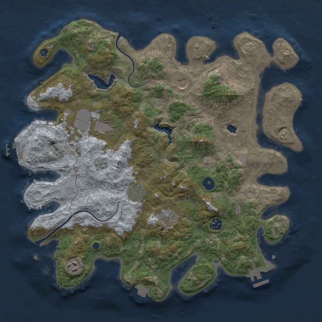 Rust Map: Procedural Map, Size: 4000, Seed: 1332850316, 13 Monuments