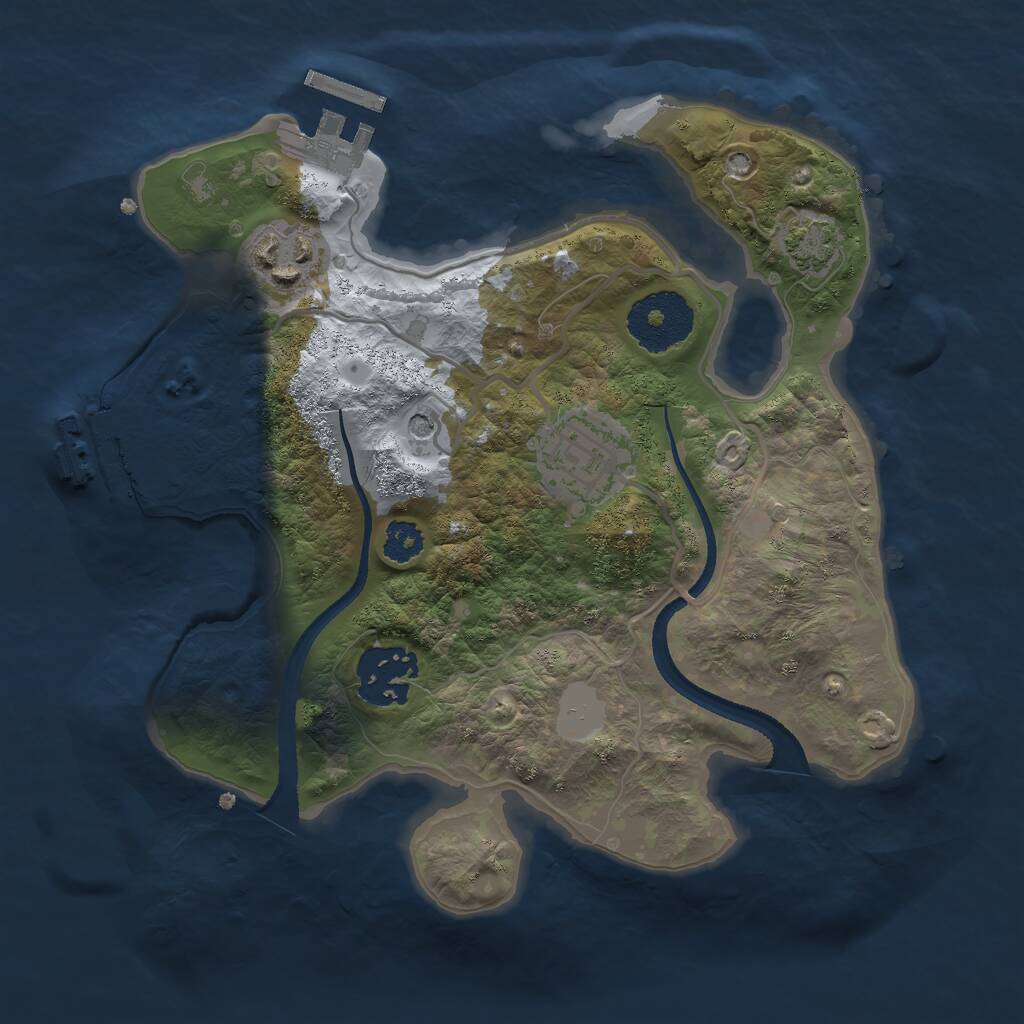 Rust Map: Procedural Map, Size: 2500, Seed: 72306, 8 Monuments