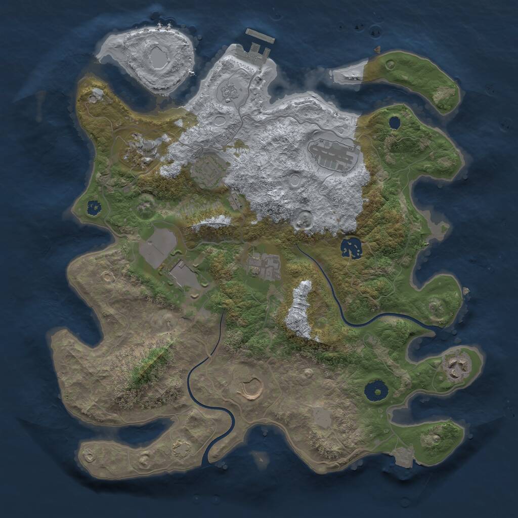 Rust Map: Procedural Map, Size: 3500, Seed: 396595534, 12 Monuments