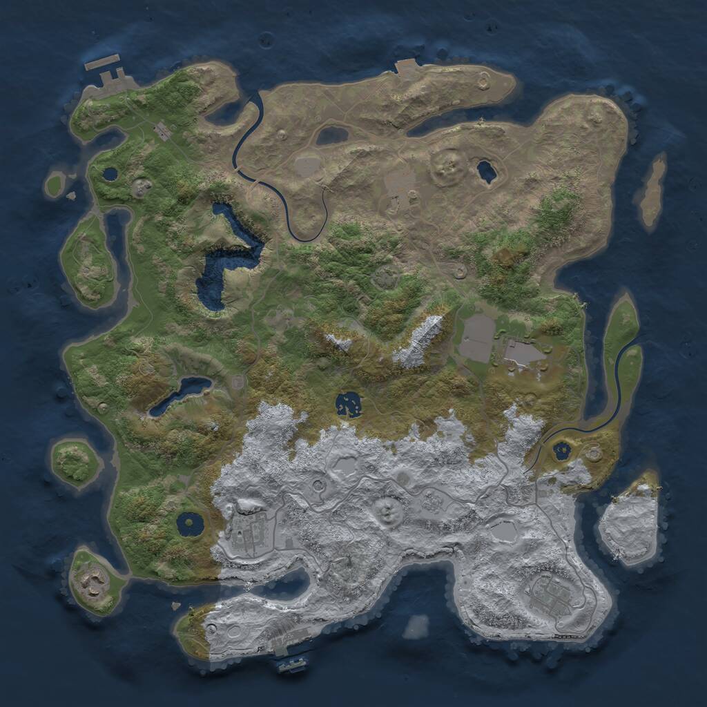 Rust Map: Procedural Map, Size: 4000, Seed: 1151996497, 12 Monuments