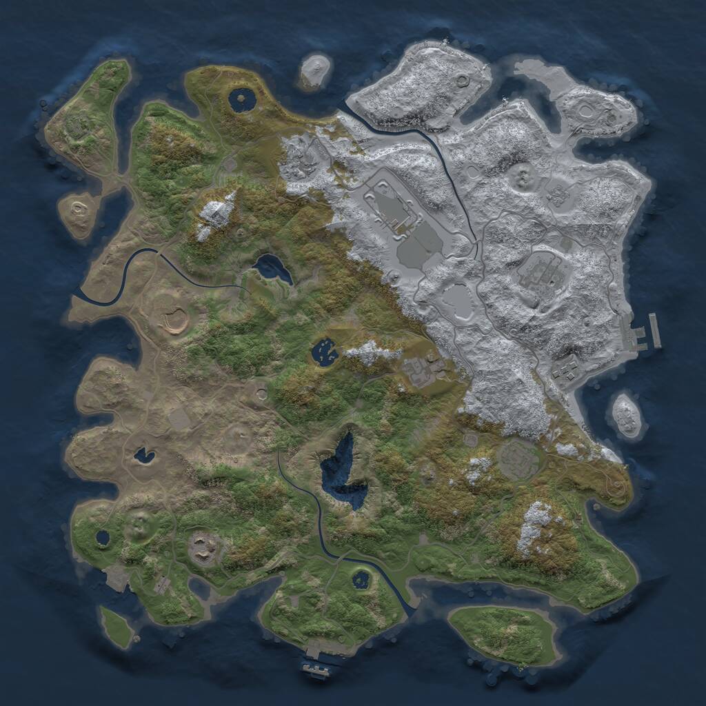 Rust Map: Procedural Map, Size: 4050, Seed: 2057964109, 15 Monuments