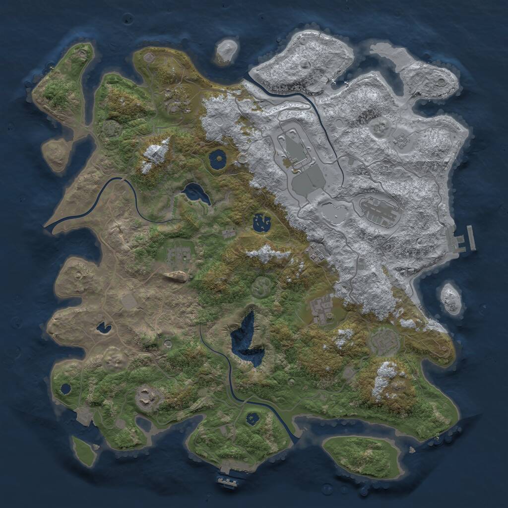 Rust Map: Procedural Map, Size: 4050, Seed: 2057964109, 15 Monuments