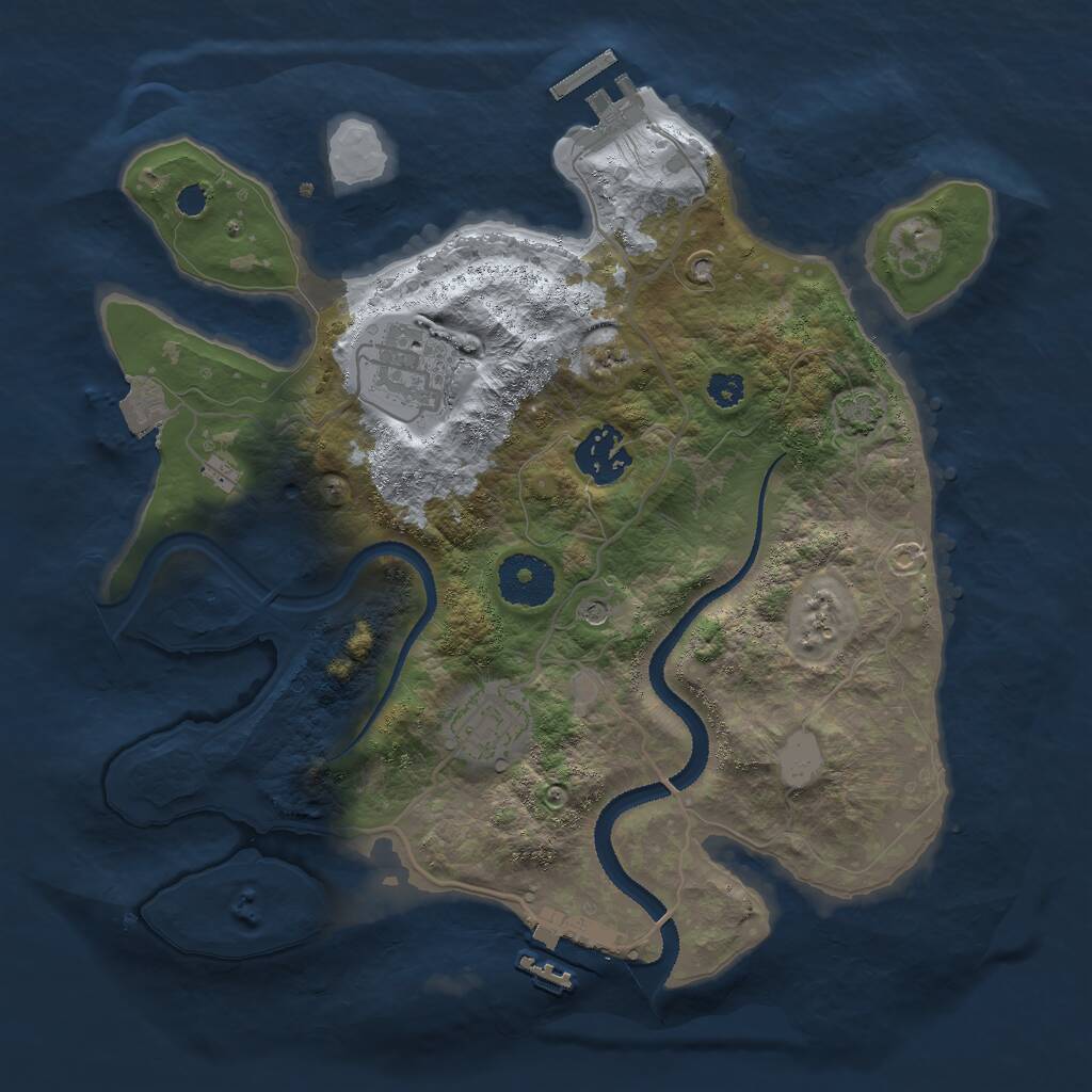 Rust Map: Procedural Map, Size: 3000, Seed: 21745134, 8 Monuments