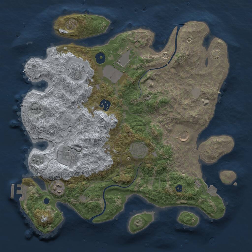 Rust Map: Procedural Map, Size: 3500, Seed: 684251703, 13 Monuments