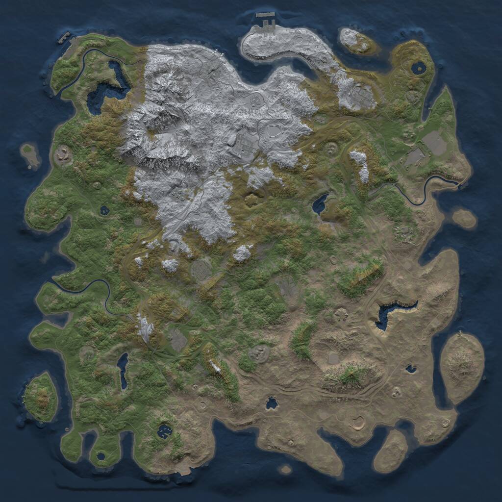 Rust Map: Procedural Map, Size: 5386, Seed: 8601198, 17 Monuments