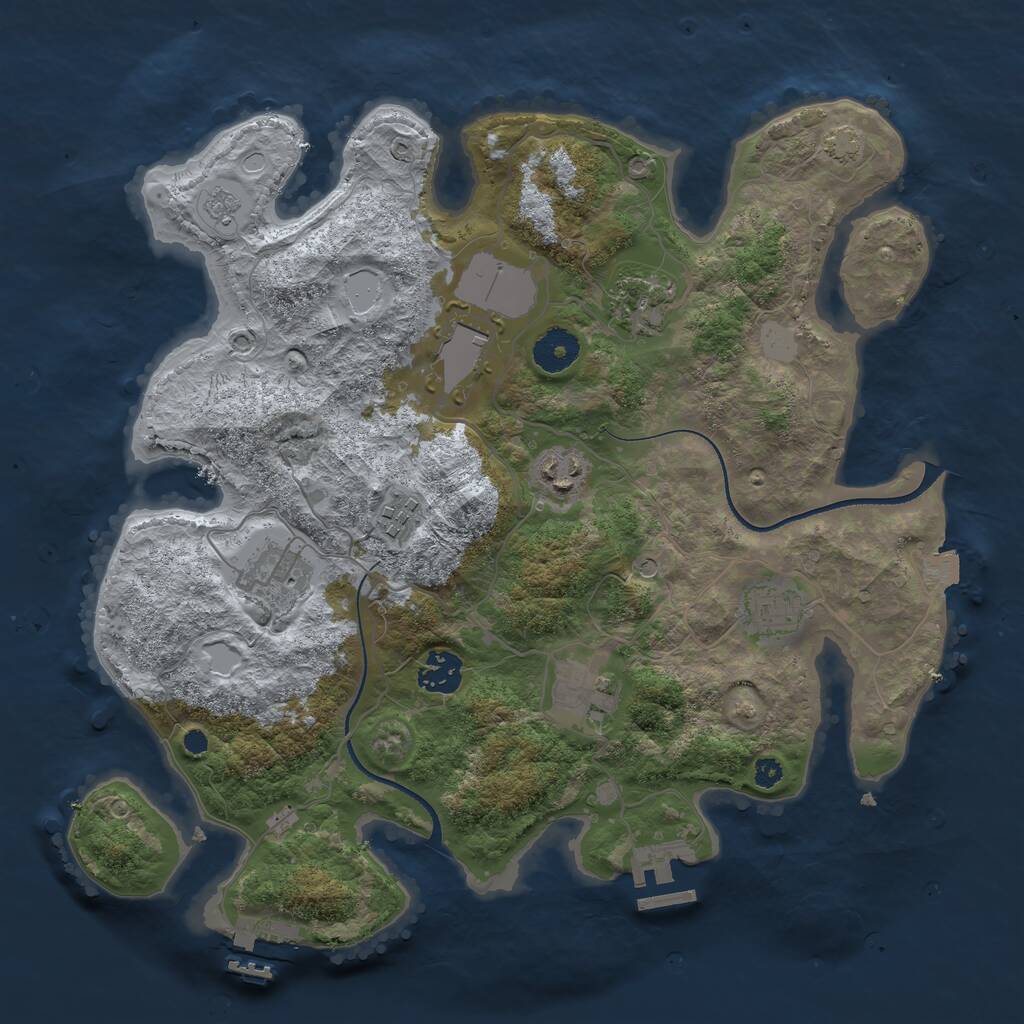 Rust Map: Procedural Map, Size: 3500, Seed: 1004288505, 14 Monuments