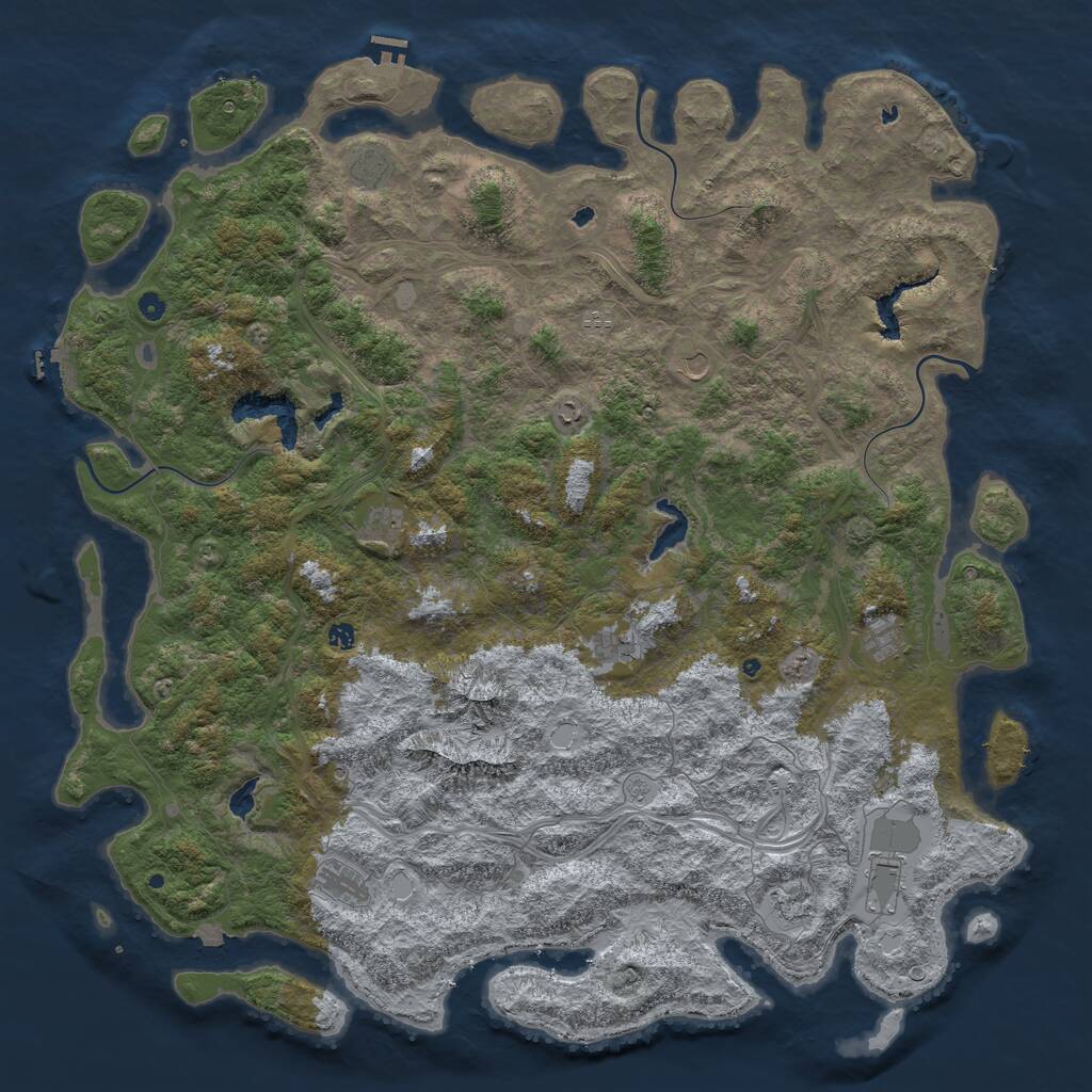 Rust Map: Procedural Map, Size: 6000, Seed: 34927, 17 Monuments