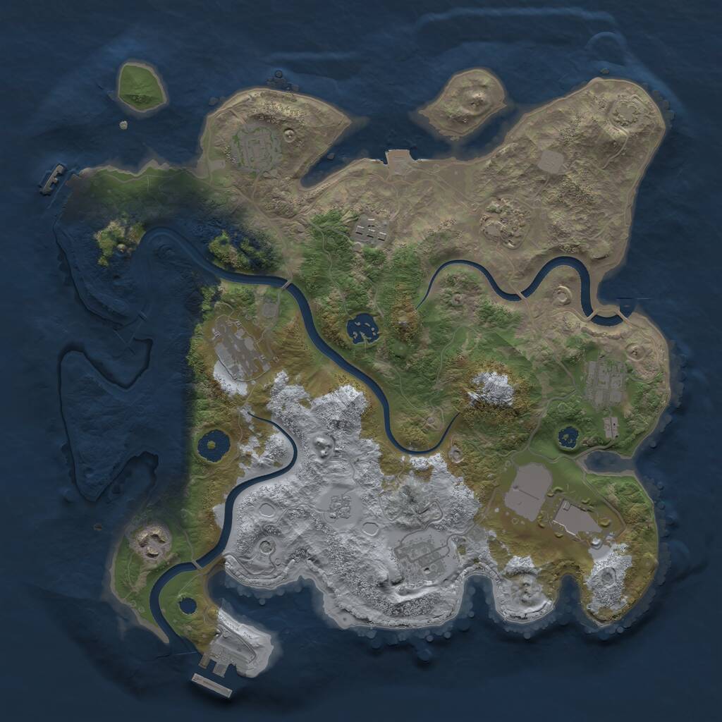 Rust Map: Procedural Map, Size: 3500, Seed: 42312233, 15 Monuments