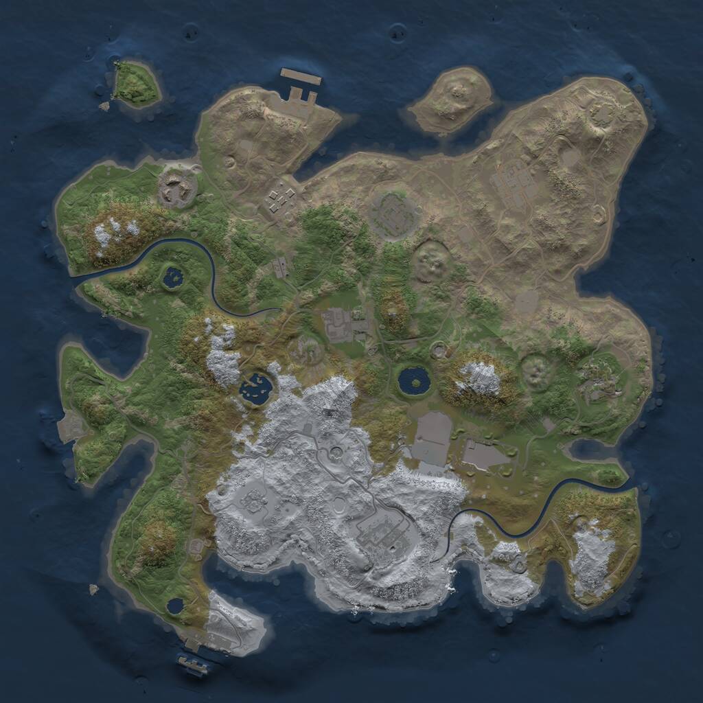 Rust Map: Procedural Map, Size: 3500, Seed: 42312233, 15 Monuments