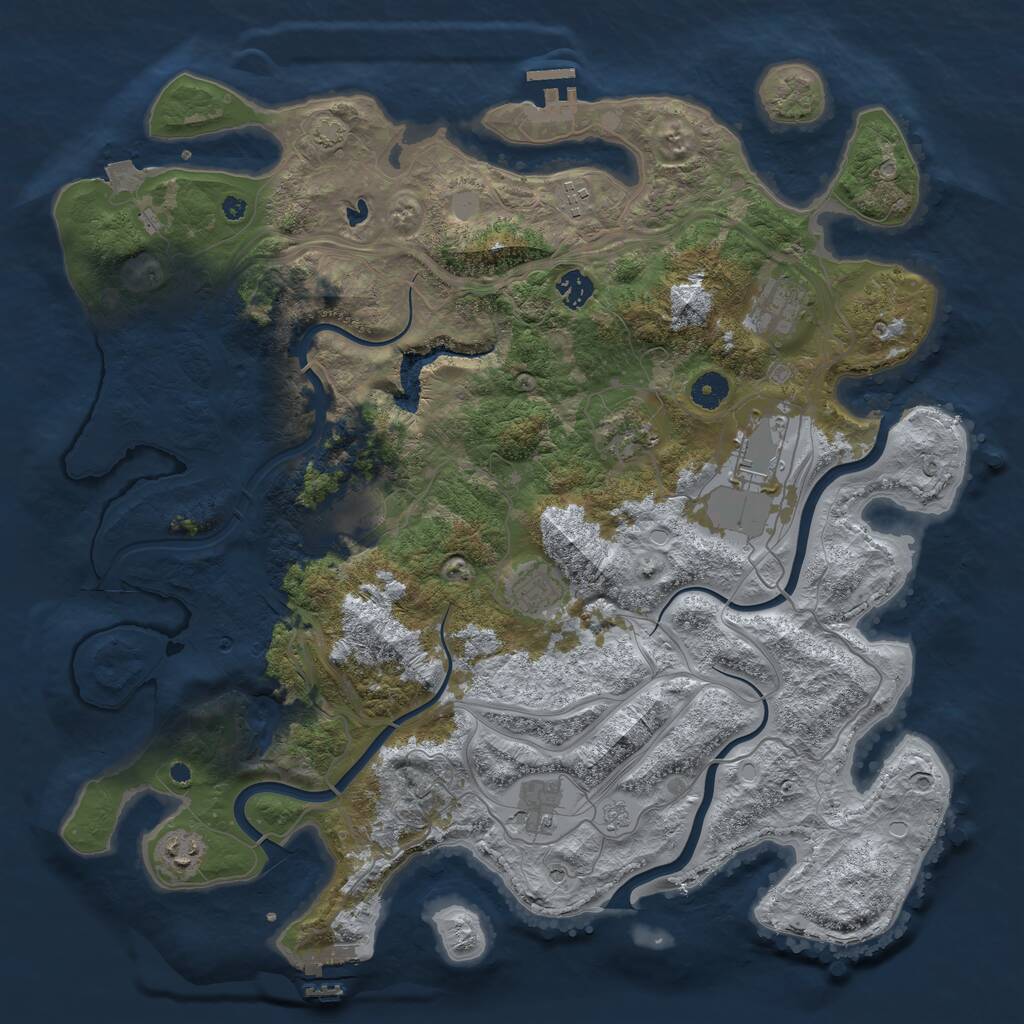 Rust Map: Procedural Map, Size: 4250, Seed: 1188834503, 15 Monuments