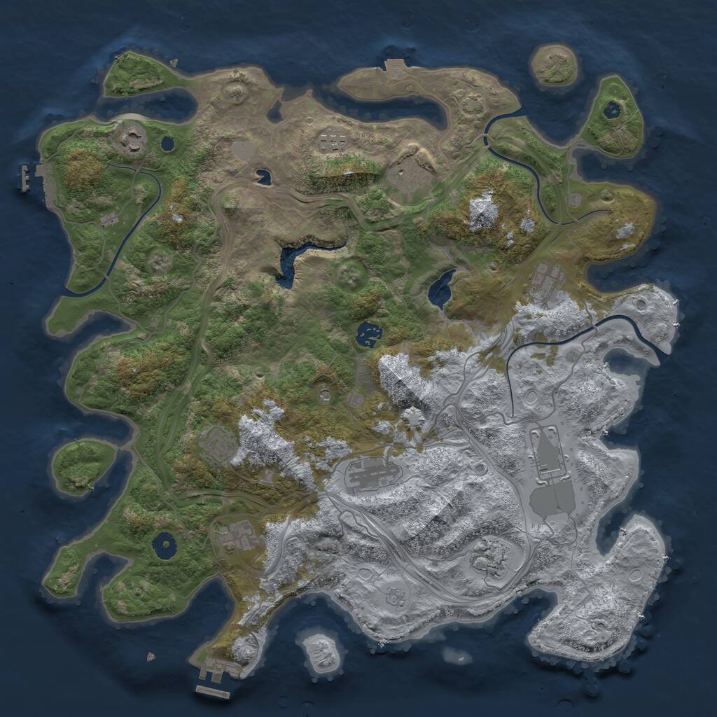 Rust Map: Procedural Map, Size: 4250, Seed: 1188834503, 16 Monuments