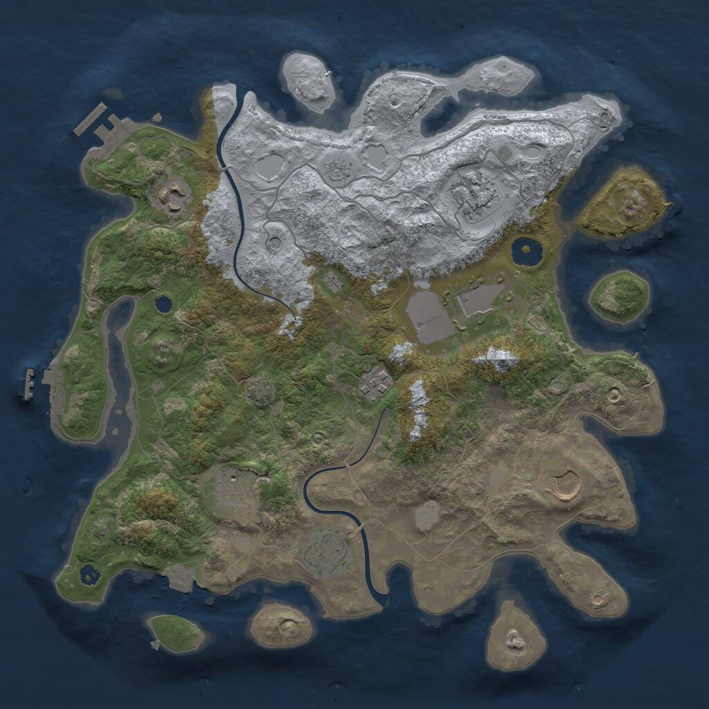 Rust Map: Procedural Map, Size: 3500, Seed: 77462339, 13 Monuments