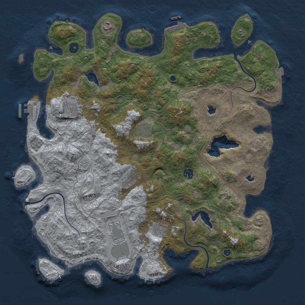 Rust Map: Procedural Map, Size: 4500, Seed: 83646651, 14 Monuments