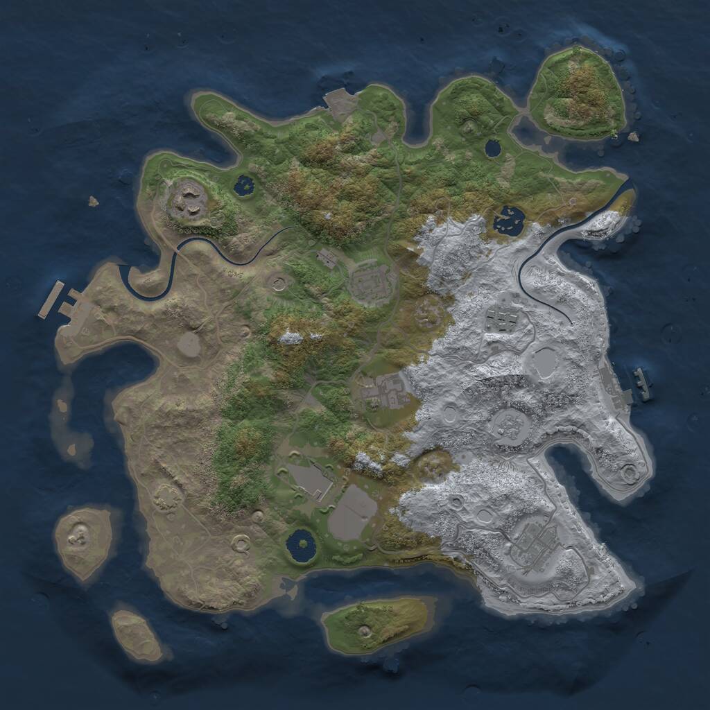 Rust Map: Procedural Map, Size: 3500, Seed: 29472, 13 Monuments