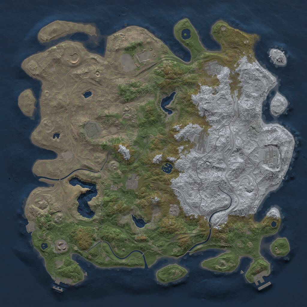 Rust Map: Procedural Map, Size: 4500, Seed: 744372826, 17 Monuments