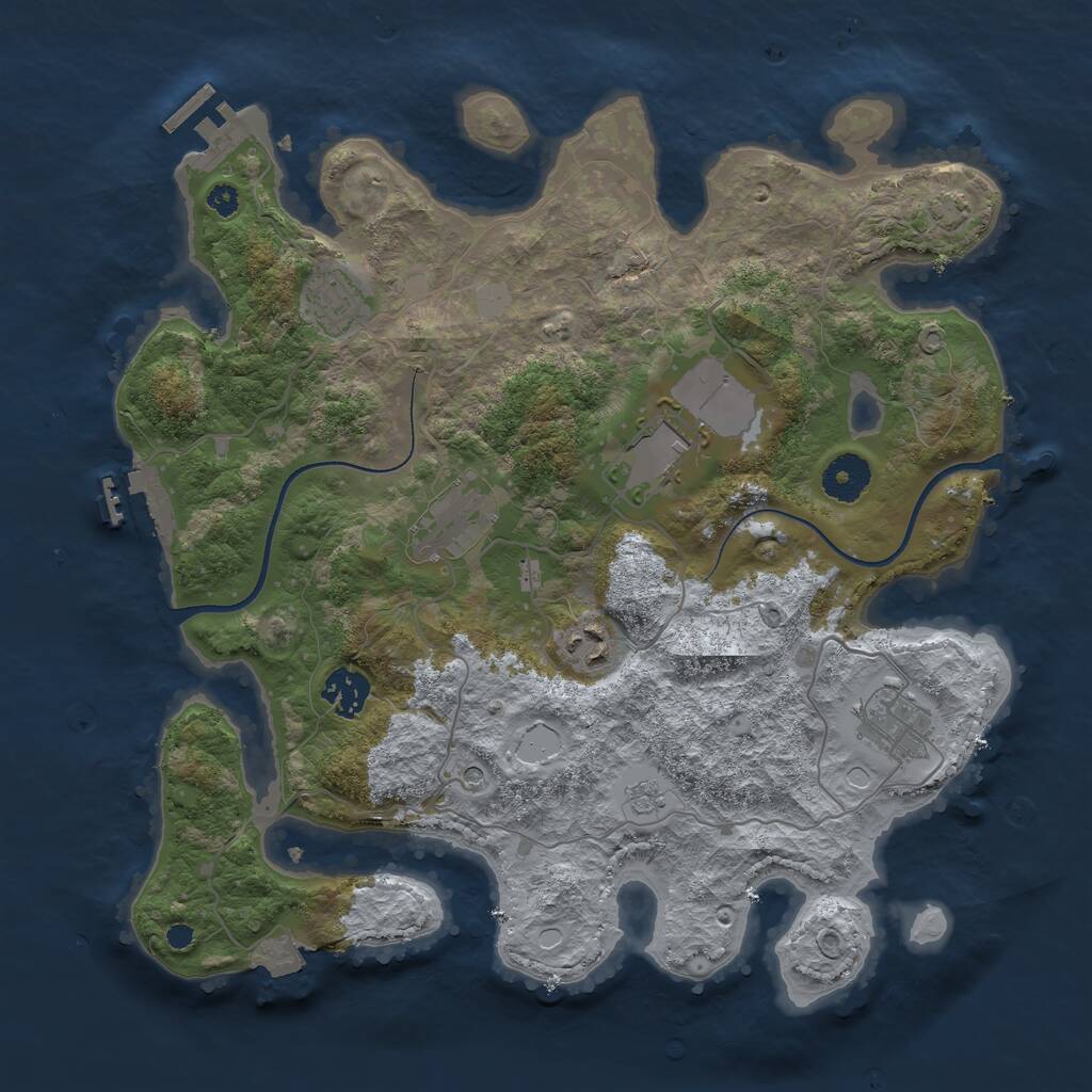 Rust Map: Procedural Map, Size: 3500, Seed: 107096891, 12 Monuments