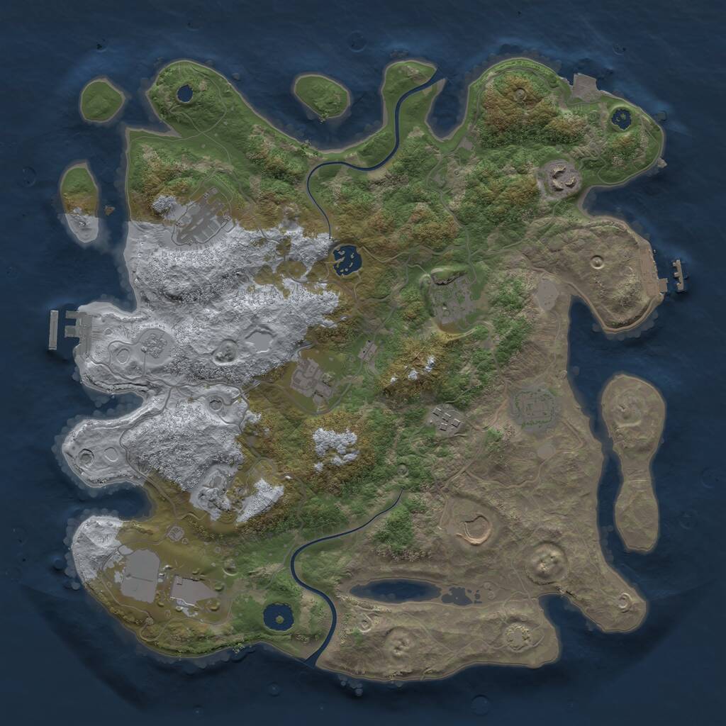 Rust Map: Procedural Map, Size: 3700, Seed: 1356819205, 16 Monuments