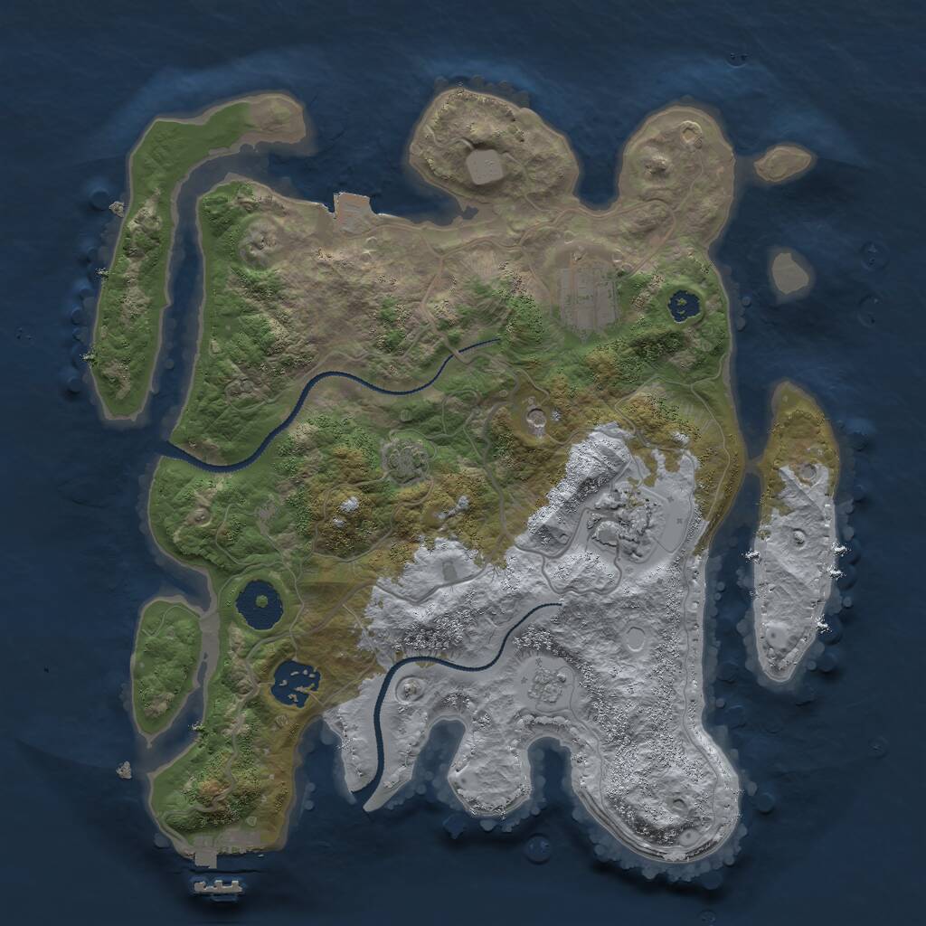 Rust Map: Procedural Map, Size: 3000, Seed: 1883714446, 8 Monuments