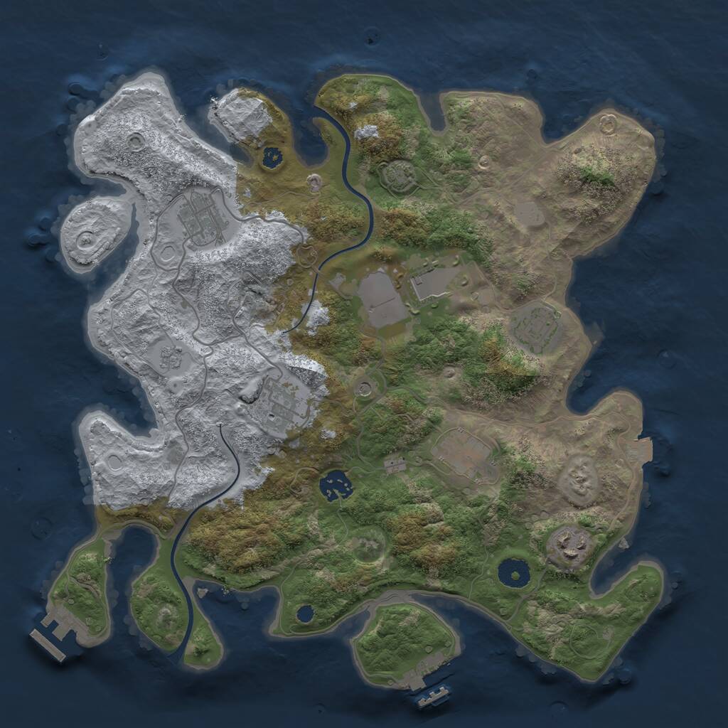 Rust Map: Procedural Map, Size: 3500, Seed: 2015742589, 13 Monuments