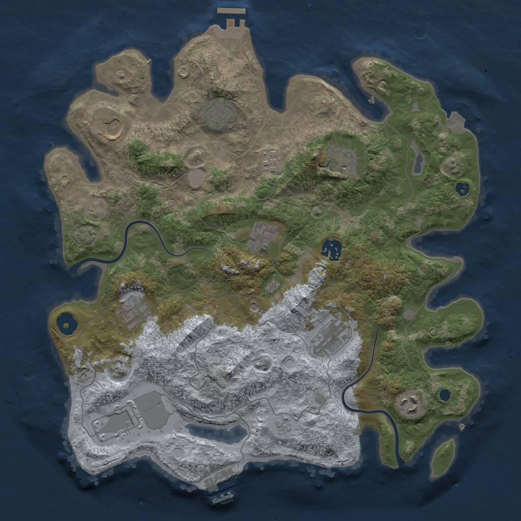 Rust Map: Procedural Map, Size: 3700, Seed: 132591202, 16 Monuments