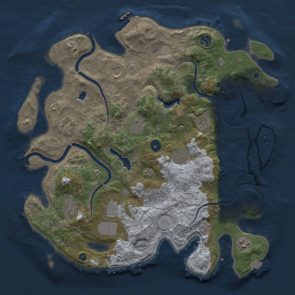 Rust Map: Procedural Map, Size: 4000, Seed: 658772150, 17 Monuments