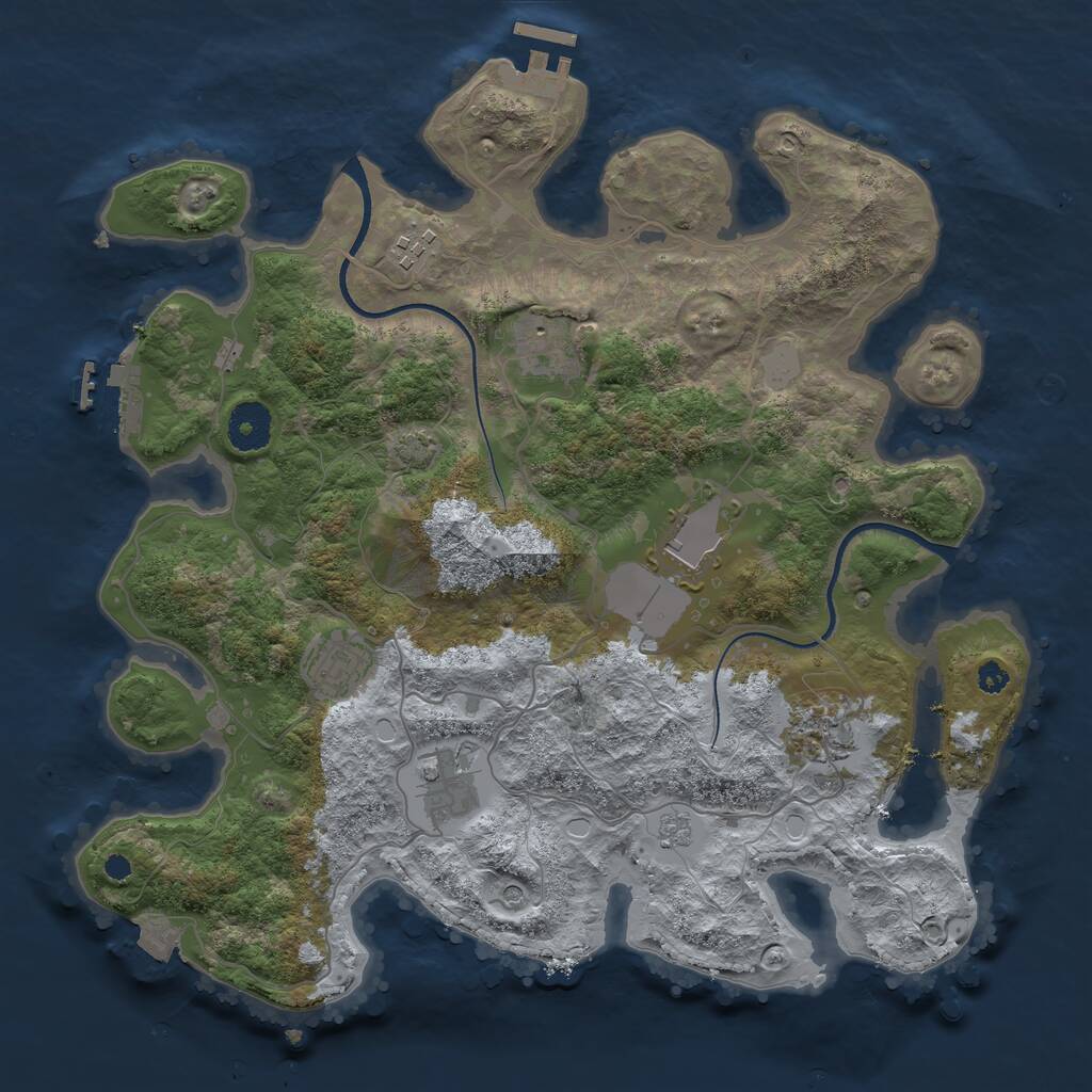 Rust Map: Procedural Map, Size: 3500, Seed: 737539098, 12 Monuments