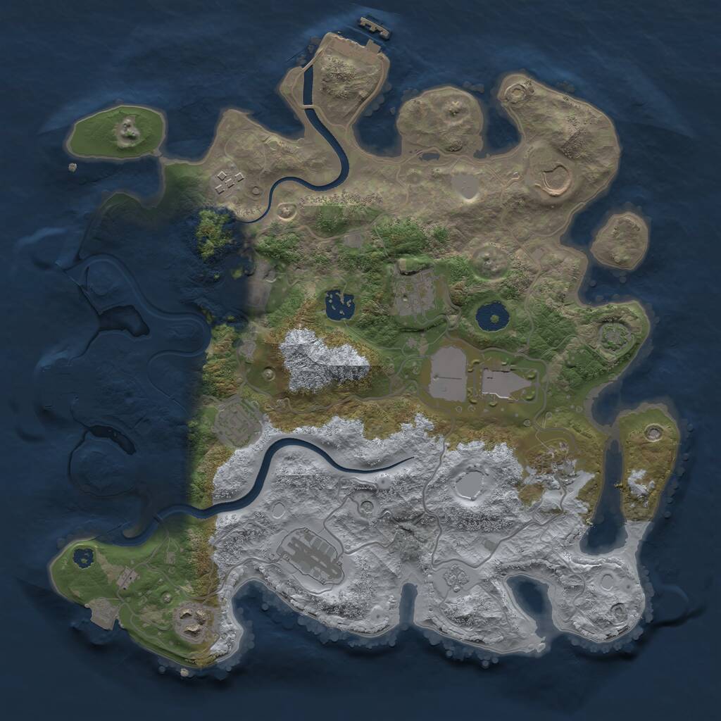Rust Map: Procedural Map, Size: 3500, Seed: 737539098, 16 Monuments