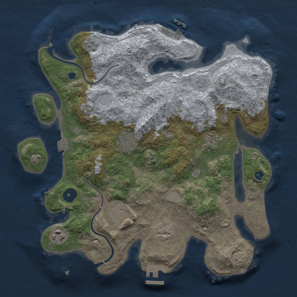 Rust Map: Procedural Map, Size: 3300, Seed: 1183017237, 11 Monuments