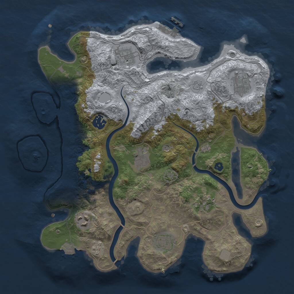 Rust Map: Procedural Map, Size: 3300, Seed: 1183017237, 13 Monuments